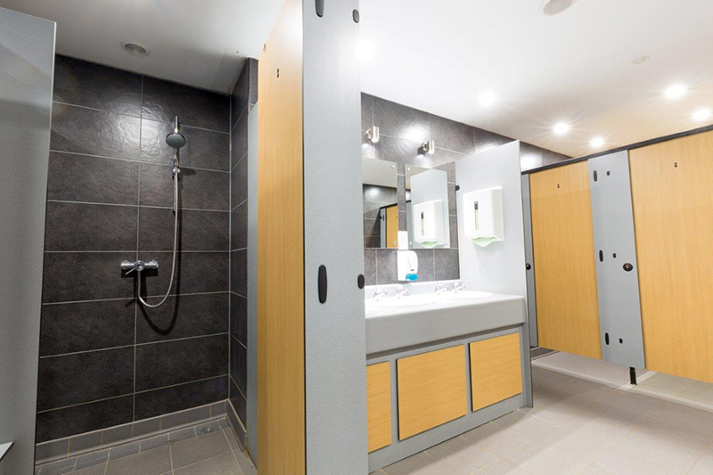 Leisure centre shower and sink set