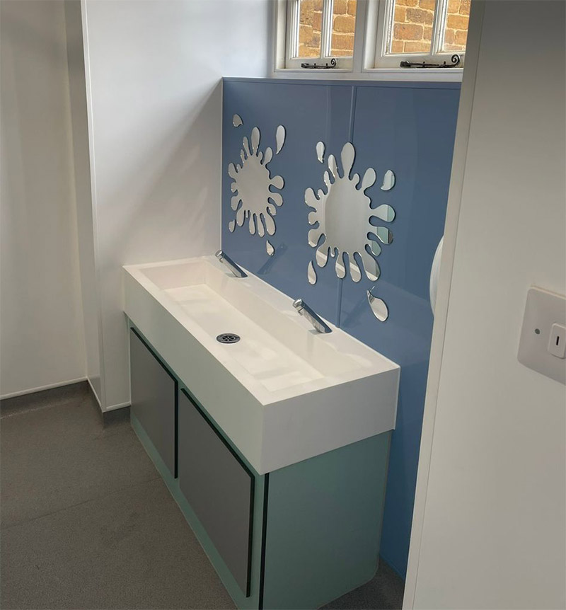 splash mirror on sink set